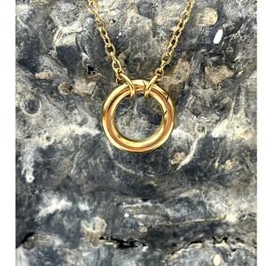 Gold Round Charm Necklace